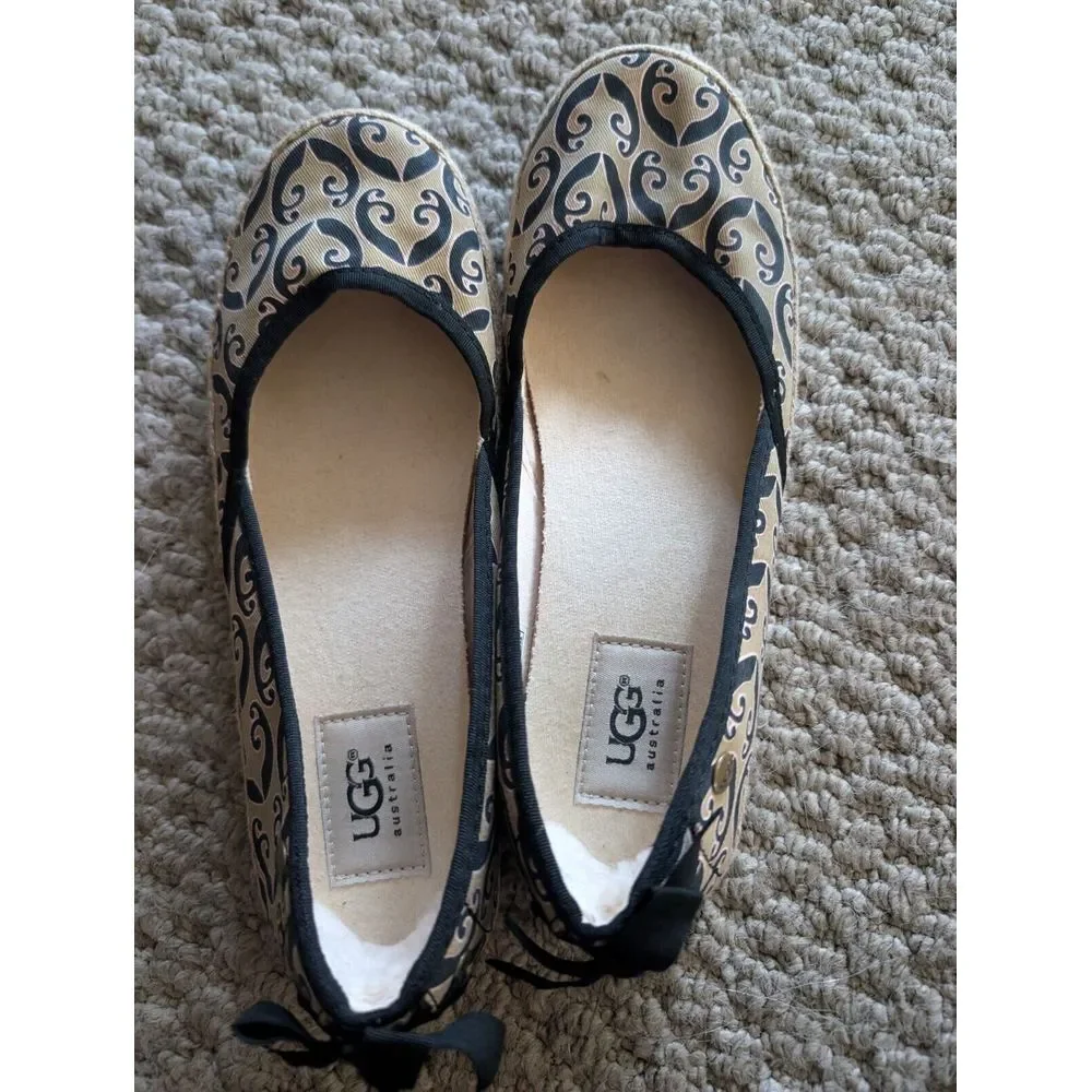 UGG INDAH MARRAKECH Womens Tan Black Ballet Flats Espradrilles‎ Shoes Size 6.5 M